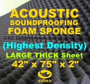 Grade AA ACOUSTIC FOAM PANEL SoundProofing Highest Density Black Dark Grey 2" Thick Large Sponge Sheet
