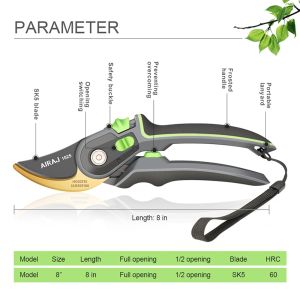AIRAJ Industrial Grade Pruning Shears Are Labor-Saving Gardening Tools With Sharp Durable And Non Slip Scissors