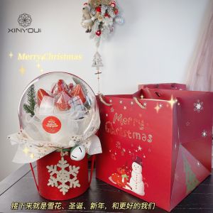 Xinyou Valentines Day Strawberry Bouquet Acrylic Bounce Ball Material Package for Girlfriend Girlfriend DIY Ingredients