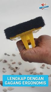 Ezclean Pad Hitam Sikat Keramik Porselen Kerak Kamar Mandi Sikat Lantai Dinding Kloset Wastafel Scouring Pad Premium Black Pad