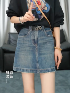 MANMI | Chân Váy Đen Mỏng Cao Waisted Phong Cách Retro Thời Trang Giảm Tuổi
