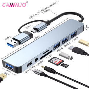 Cammuo 8 In 2 USB HUB USB A Type C Hub Concentrator Docking Station Multi Adapter SD TF Card Reader Audio Multi-hub Dock Splitter