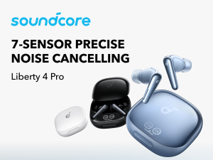 Soundcore Liberty 4 Pro by Anker Noise Cancelling Wireless Earbuds 7-Sensor and Real-Time Adaptive Noise Cancelling 2× Faster Charging Studio-Level Hi-Fi Music Clear Calls with 6 Mics and AI