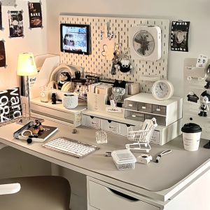 Double Layer Desktop Organizer Rack Computer Elevation Stand Dormitory Office Desk Bookshelf Transformation Good Student Workstation Storage Box