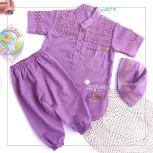 BAJU MUSLIM BAYI NEW BORN - 24 BULAN KOKO BAYI LABELLA WARNA SALEM PUTIH MOCCA MAROON BIRU NAVY PURPLE UNGU