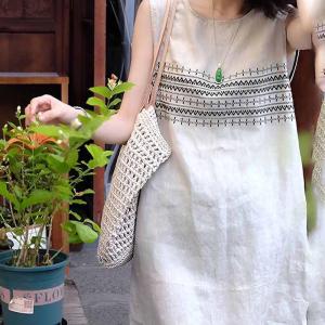 Lieoyuarn | French Retro Art Cotton Sleeveless Dress Medium Length
