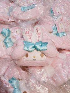 Cute Pink Plush Meow Meow Coin Phone Storage Bag Rabbit Ear Shaped Makeup Bag Large Capacity Pen Bag Doll Toy for Girls