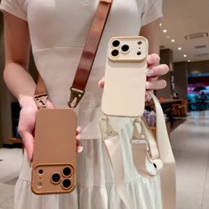 szhaiyu | Cossbody Lanyard Silicone Phone Case for IPhone 17E 16E 17Pro 17 16 15 14 13 12 11 Pro Max Cord Rope Necklace Strap Soft Cover