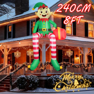 Đồ Trang Trí Giáng Sinh Hình Người Lùn Ngồi Bơm Hơi 8FT Có Đèn LED Trang Trí Ngoài Trời Sân Vườn Đồ Trang Trí Nhà Cửa Quà Tặng Giáng Sinh