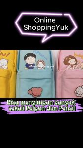 TEMPAT PENSIL MOTIF BOY AND GIRL KOREA BONUS PIN CANTIK IMUT LUCU BAHAN CANVAS KAPASITAS BESAR JUMBO. BAHAN KUAT KUALITAS PREMIUM IMPORT. ONLINE SHOPPING YUK