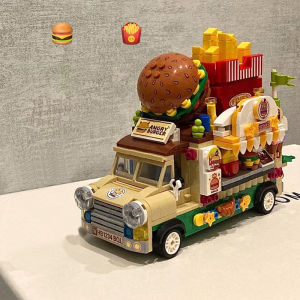Compatible with Lego cakes burgers ice cream trucks childrens puzzle small particles assembled building blocks toys ornaments gifts