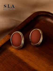 Elegant Retro White Agate Texture Silver Needle Earrings Womens Fashion Jewelry Simple Love Acc Private Label Fresh out