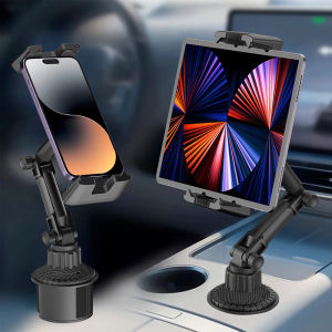 2in1 Universal Cup Holder Tablet Stand Mount Upgraded Long Neck Cup Holder iPad Holder 360º Rotating for All Cellphones/Tablets