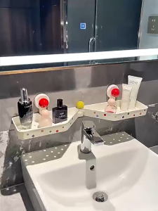 Kệ nhà tắm nhà bếp treo tường nhựa ABS cao cấp cốc hút chân không siêu dính xoay được góc 90 độ tiện lợi