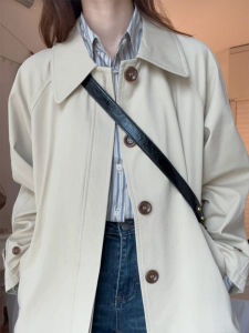 Áo Khoác Dài Màu Kaki Cho Nữ Dáng Rộng Phong Cách Hàn Quốc Có Túi Và Nút Áo Khoác Thu Đông Dài Vừa Phải Thời Trang Cho Nữ