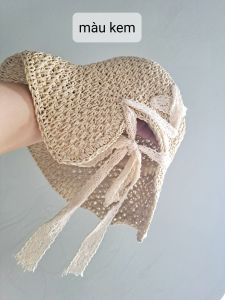 Nón Bucket Nón Thời Trang Nón Chất Cói Tự Nhiên Thủ Công Kết Nơ Ren Chống Nắng Tốt Mát Da Đầu Xinh Sang