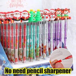 YESPERY ดินสอบล็อกคริสต์มาส 1/2/3ชิ้น ไม่จำเป็น การเรียนรู้และวาดเขียนปาก สำหรับโรงเรียน ใช้สำหรับงาน