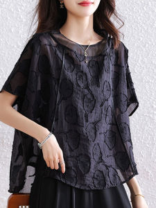Stylish Elegant New Spring Womens Fashionable All-Match Youthful Loose Chiffon Short Sleeve Blouse
