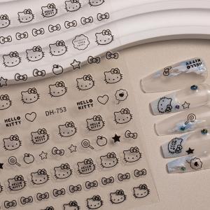 Waterproof KT Cat Nail Art Stickers Kitty Cat Nail Decorations Pure Color Cat Lovers Nail Stickers Comfortable for Any Skin Type