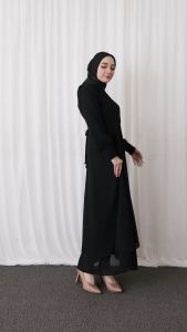Raisma - Mafaza Gamis Ceruty Polos Wanita 3 Warna Hitam Putih Broken white