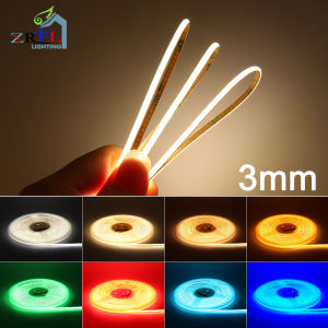 Xylois 3mm COB LED Strip Light 12V 24V Colorful 3mm Ultra Thin Strip Ice Blue Green Red Yellow Light Tape For Home Car Decor 5M