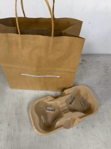 50pcs Paper bag for 2 cup holder take out drinks