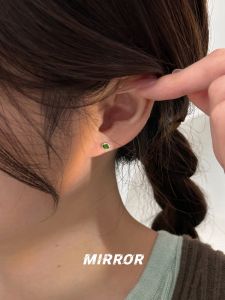 Fashionable 925 Sterling Silver Green Avocado Earrings for Women Simple Elegant Personality Jewelry Hoops Ear Cuff