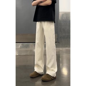 Quick Dry Ice Silk Mens Summer Casual Pants Straight Leg Nylon Trousers Waterproof American Style Slant Cut Leisure Trousers