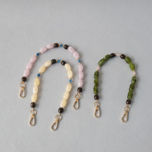 New Fashion Boutique Woman Bag Accessory Beige Beaded Chains Cute Acrylic Luxury Strap Women Elegant Bag Acrylic Handle Chain