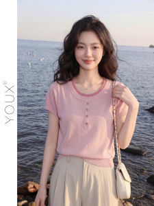 YOUXIANG | Áo Thun Knit Giả Hai Mảnh Giúp Gọn Đơn