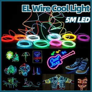 5M EL Line Light LED Rope Light Tube Slit Light Home Decor Dance Party Car EL Cool Light Decor Atmosphere Light Strip