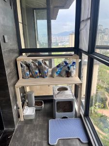 Solid Wood Cat Climber Pet Shelf Cat Nest Flower Rack Litter Box Storage Rack Two-Layer Storage Minimalist House Cat Ladder Rack