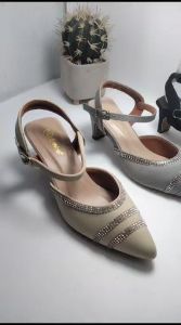 Maleeka Shoes Sandal Heels Wanita 5cm Saten Premium