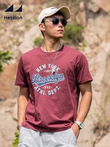 HESSION | Red Combed Cotton Cool Sensation Vintage Print T-Shirt