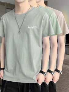 TESIXING | Mens Cotton T-Shirt Loose Round Neck Pull-Over Printed Short Sleeve