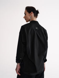 Pure Cotton Loose Long Sleeve Sharp Collar Cocoon Shape Shirt Casual Style Womens Premium Feeling Simple Split High End Shirt