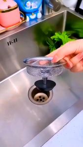 Giỏ lọc rác bồn rửa bát chống tắc nghẽn có núm cầm tiện lợi lưới chặn rác chậu rửa bát thoát nước nhanh