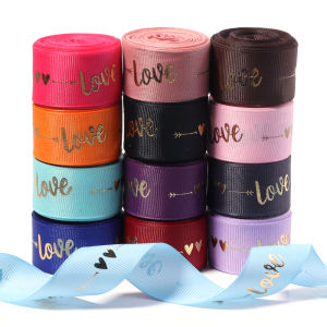 5yards 1inch 25mm Grosgrain Ribbon Printing LOVE Ribbon For Handmade Design Valentines Day Wedding Christmas Decoration Webbing