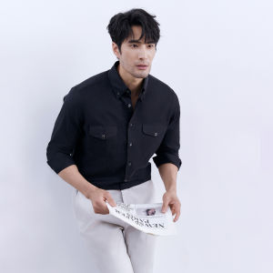 Italian Style Long Sleeve Green Casual Shirt Mens Slim Fit Anti-Wrinkle Button down Collar Workwear Shirt Versatile Skin-friendly