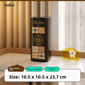 MeisD Press-Up Dustproof Makeup Brush Storage Tube High Aesthetic Eyebrow Pencil Brush Holder Desktop Cosmetic Organizer Box