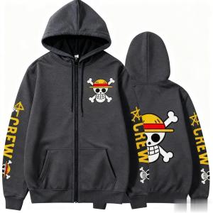 One Piece Anime Zip Up Jacket Streetwear Oversized Casual Men Women Hoodie Sweatshirt Autumn Winter Fashion Long-sleeved Tops