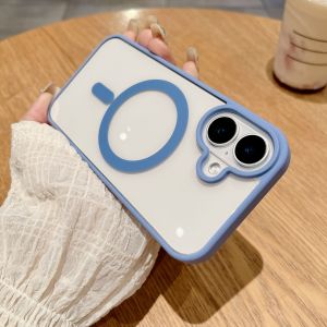 New Acrylic Magnetic Phone Case for Apple 16promax Transparent Full Cover Anti-fall 16pro High-End Simplicity 16magsafe Wireless Charging Hard Protective Case