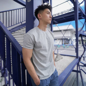 Sporty Casual Mens T-Shirt Short Sleeve round Neck Running Breathable Polyester Cotton Blend Moisture Wicking Outdoor Training