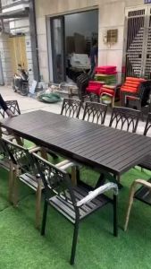 Bàn Ghế Sân Vườn Nhôm Đúc - Có Thể Điều Chỉnh Kích Thước Từ 1m8 lên 2m4 Chất Liệu Nhôm Đúc