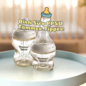 COMBO Bình Sữa PPSU Ty Siêu Mềm Tự Nhiên Tommee Tippee Natural Start 260ml Họa Tiết & Núm ty silicon thay thế 6M+