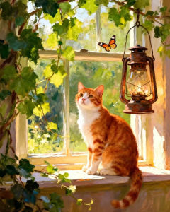 DIY Painting By Numbers Cat Digital Oil Painting Kitten Animal Coloring By Numbers Window Home Decoration For Living Room