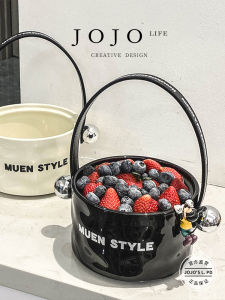 Nordic Style Ceramic Fruit Tray Portable Living Room Coffee Table Decorative Basket Simple Modern Design Chinese Manufacturer