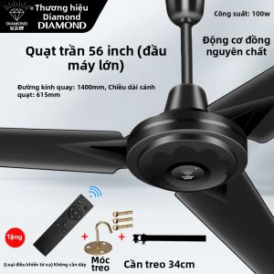 ZUANSHIPAI | Quạt Trần Cánh Kim Loại Lưu Lượng Gió Cao Điều Khiển Từ Xa