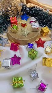 Hiasan Mini Pohon Natal & Aksesoris Desain Unik untuk Drum Bintang Merry Christmas Warna-Warni