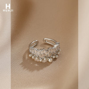 Fashionable Pearl Ring for Women Open Design Luxury Feelingly Finger Ring New 2025 Trendy Jewelry Accessory by Flower Trace
